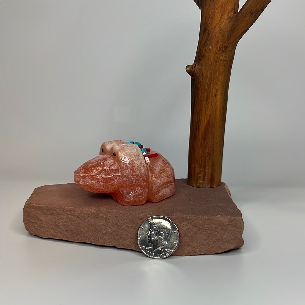 Handcrafted Satin Spar Frog Figurine.
